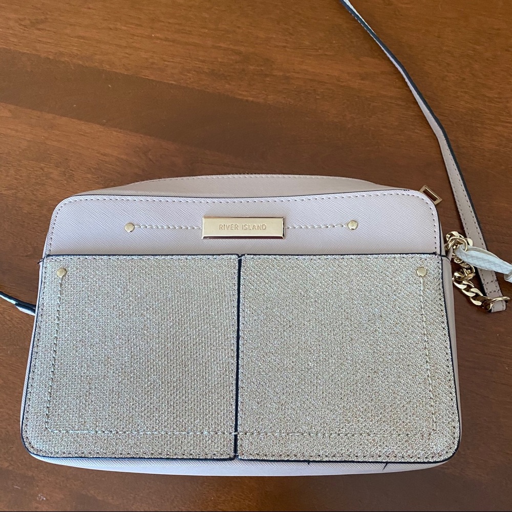 River Island Crossbody Bag glitter pink cream